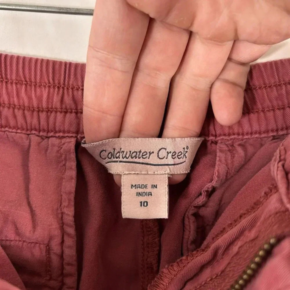 Coldwater Creek Pants Women's 10 Solid Red Button Zip High Rise Cotton Blend - Picture 5 of 8
